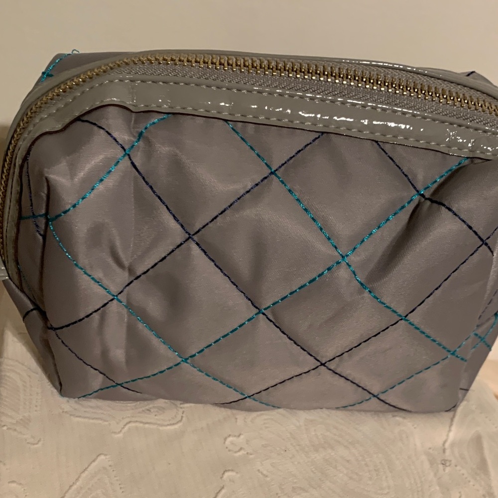 Kate Landry Gray Quilted Cosmetic Bag
